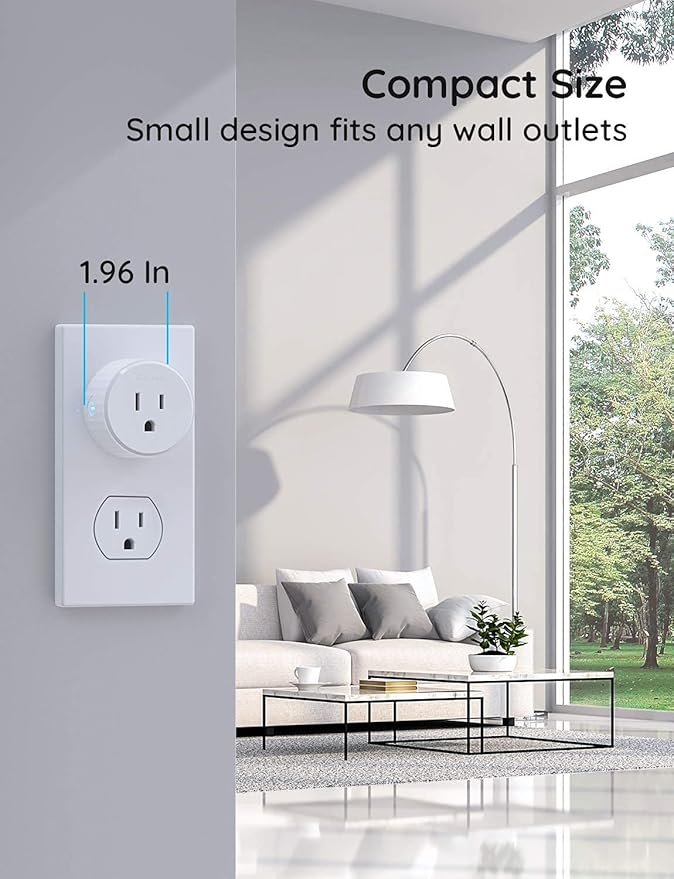 Govee Dual Smart Plug 2 Pack, 15A WiFi Bluetooth Outlet, Work with Alexa and Google Assistant, 2-in-1 Compact Design Bundle with Govee Smart Plug, WiFi Plugs Work with Alexa & Google Assistant