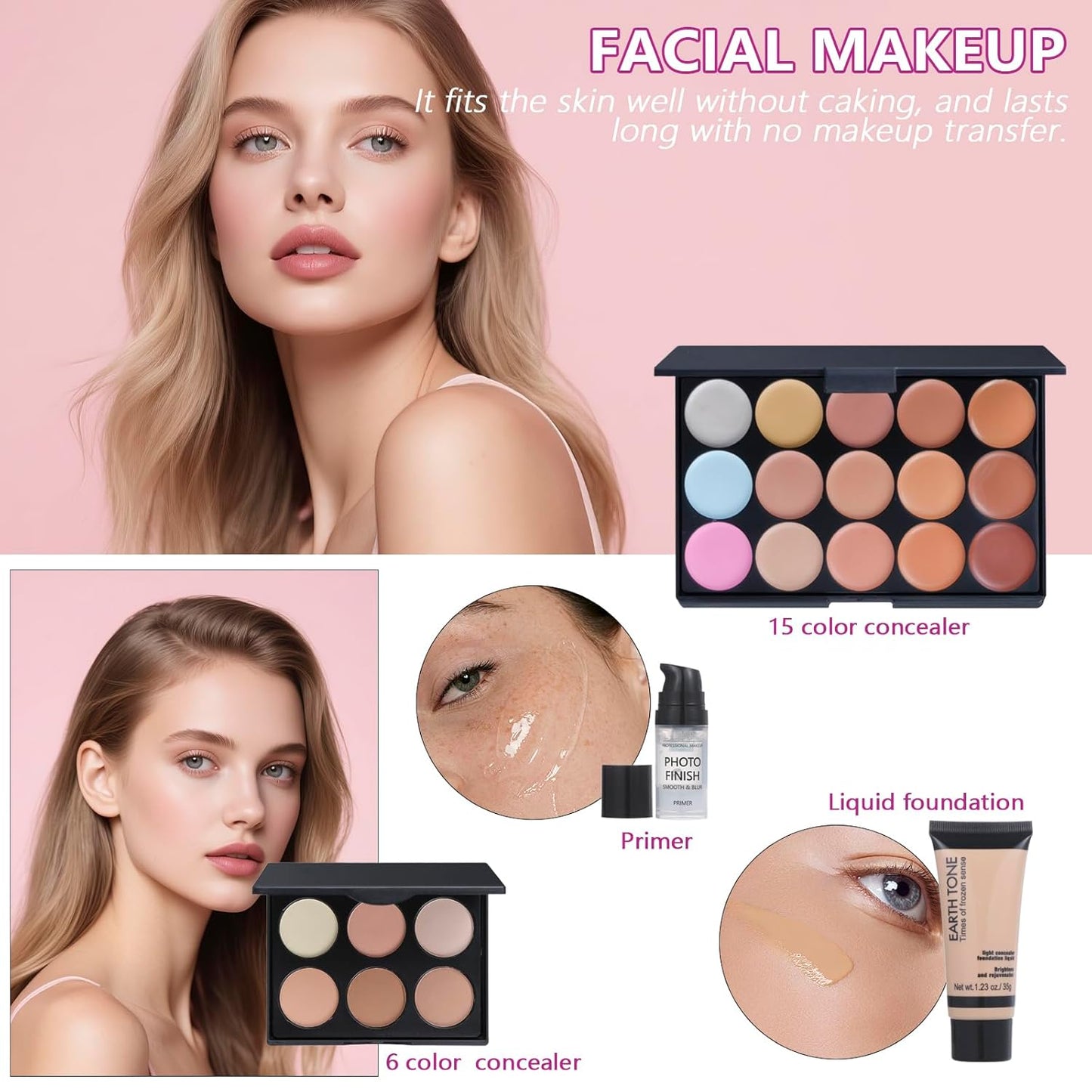 Travel Makeup Kit, Makeup Set For Teen Girls, Make up Gift Set For Women with Makeup Box, Eyeshadow Palettes, Foundation, Concealer, brushes set (Colors 40)