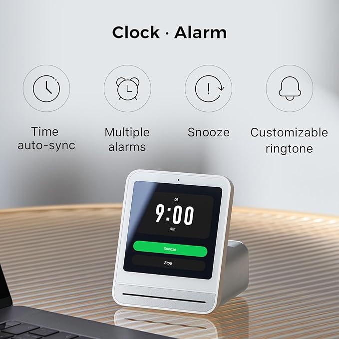 Qingping Air Quality Monitor Gen 2, Air Quality Monitor Indoor Detects PM2.5, CO2, PM10, Noise, Temperature and Humidity, New Upgraded Alarm Clock Function, Air Quality Tester for Bedroom, Smart Home