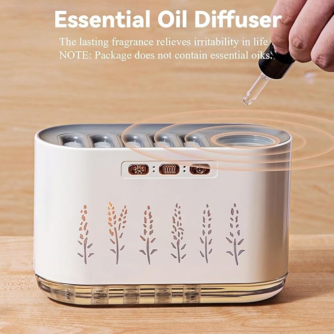 5 Nozzle Music Sync Humidifier Diffuser, RGB LED Light Show with 22 Colors & Voice Activated Mode, 700ml Cool Mist Aroma Essential Oil Diffuser for Home, Bedroom, Office, Yoga (White) (White)