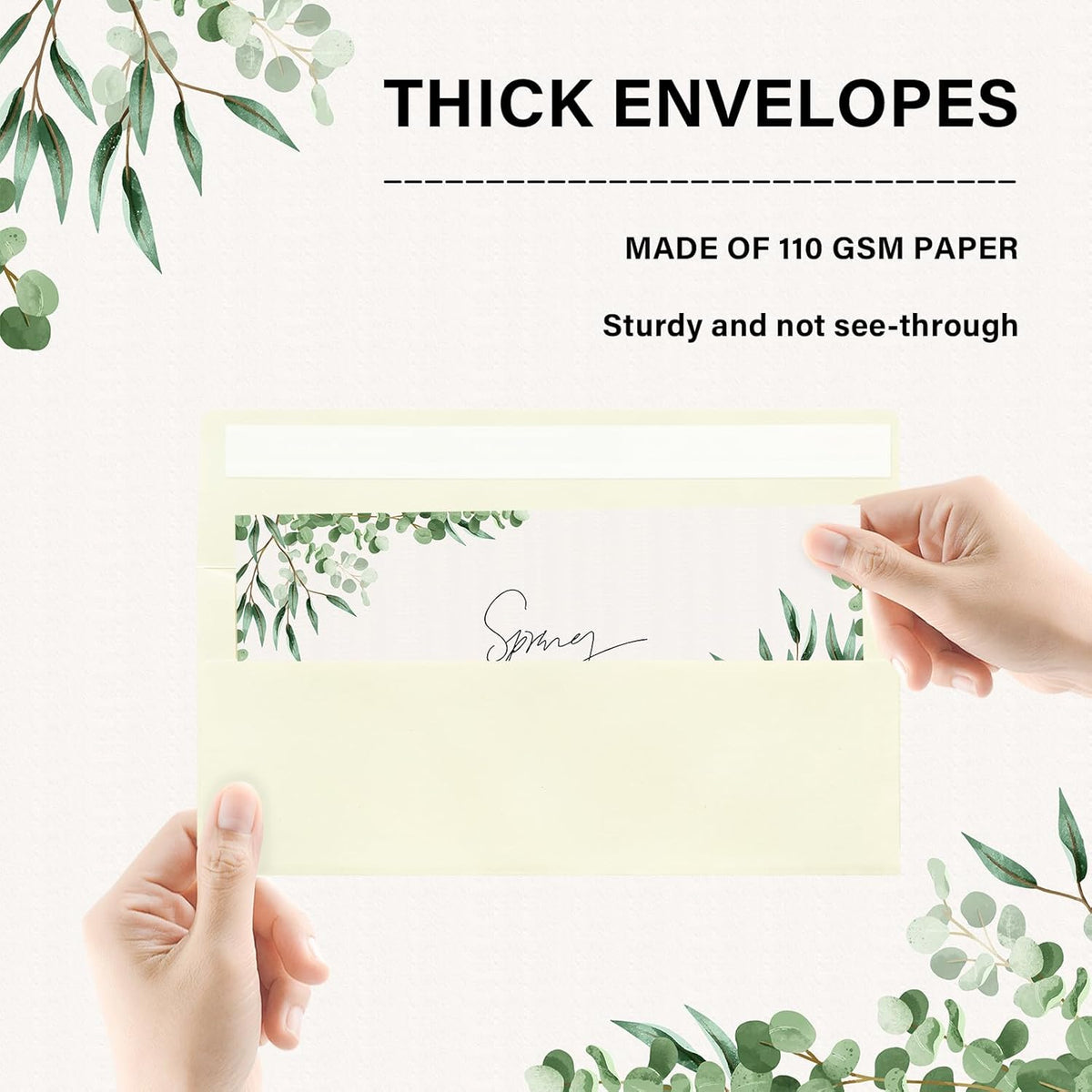 50 Pack #10 Business Envelopes, Self Seal Standard Ivory Envelopes for Secure Business & Legal Mailing, Office, Checks, Letter, Invoices, 4 1/8 x 9 1/2 Inches