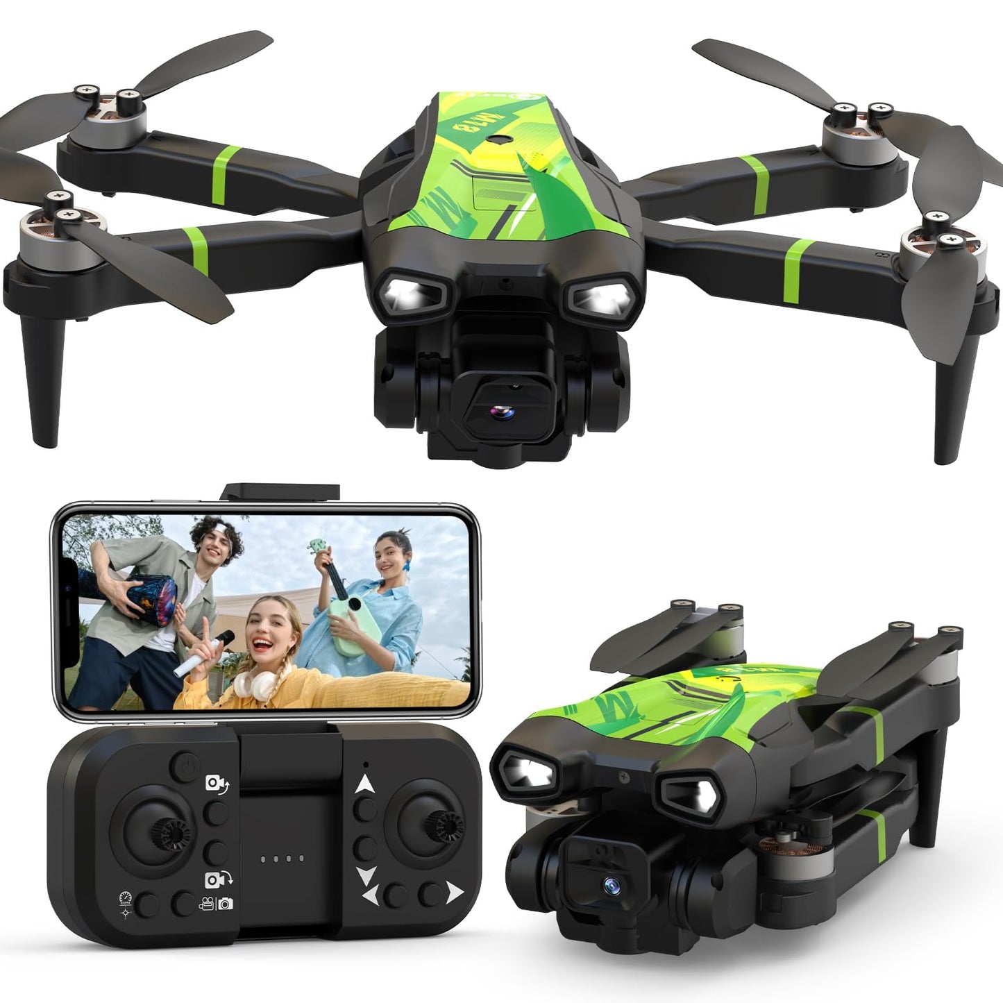 Morlyrctooy M18 1080P Mini Drone with Brushless Motor Foldable RC Quadcopter for Adults Optical Flow Positioning Headless Mode