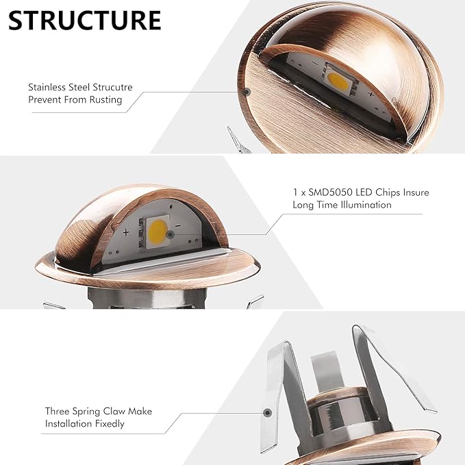 LED Deck Stair Lighting Kit, Low Voltage Patio Deck Lamp IP65 Φ1.38 Indoor Outdoor Wood RGB Multicolored Recessed Yard Garden Patio Step Landscape Pathway Decor Lights, Bronze(RGB, Pack of 6)