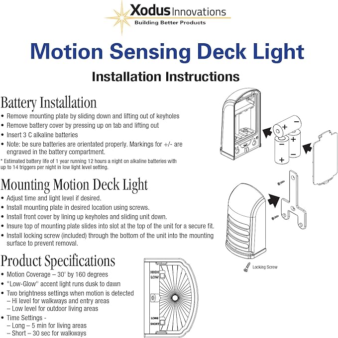 Xodus Innovations BL776 Battery Operated Motion Activated LED Deck and Stair Light, Outdoor or Indoor Use, Weather Resistant (Bronze) Pack of 2
