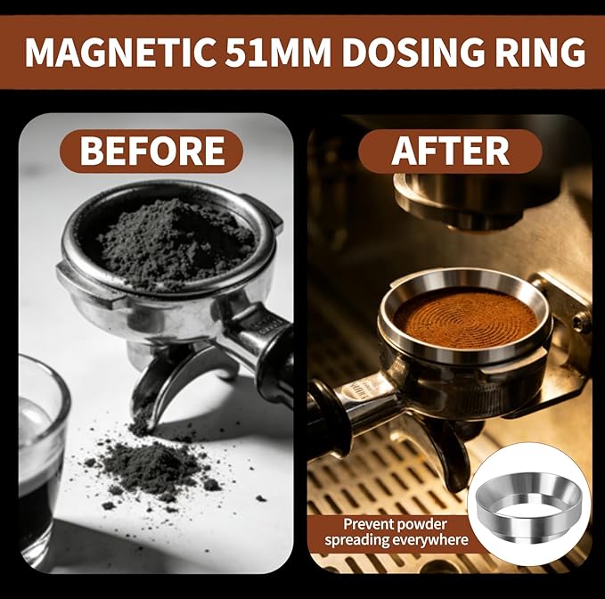 7pcs Espresso Accessories:51mm Espresso Tamper,Coffee Distributor,Puck Screen,Tamper Mat,Dosing Funnel, WDT Tool Espresso Machine Accessories for Home Coffee Shop As Father's Day Valentine's Day Gift