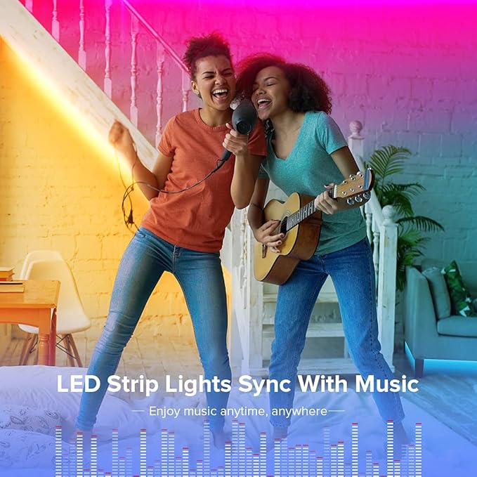 BTF-LIGHTING RGBW Bluetooth Music APP 16.4FT LED Strip Lights RGB+Warm White 3000K 4 Colors in 1 LED Color Changing Lights Strip for Bedroom, Desk, Home Decoration, with Remote and 12V Power Supply