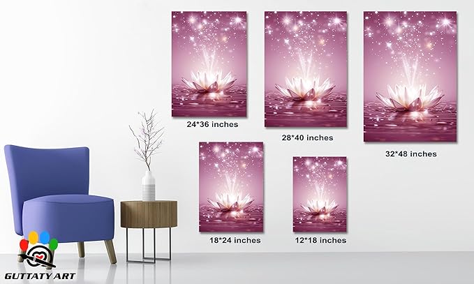 Zen Lotus Floral Pictures Wall Art, Water Lily Bloom Picture, Lotus Flower Canvas Art Print, Calm Relax Poster, Spiritual Zen Flower Print for Zen Office Decor Meditation Poster28x40 inch