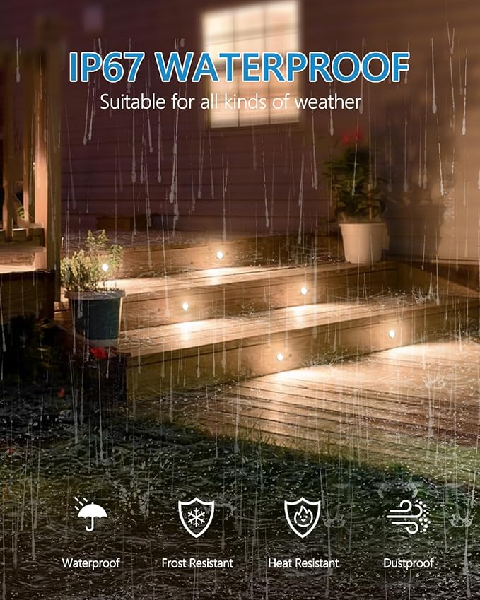 HIBOITEC Recessed LED Deck Light Kits(16 Pack) 12V Low Voltage Landscape Lighting IP67 Waterproof Outdoor Step Stair Lights Deck Lighting for Garden Steps Stair Patio Floor Decoration, White