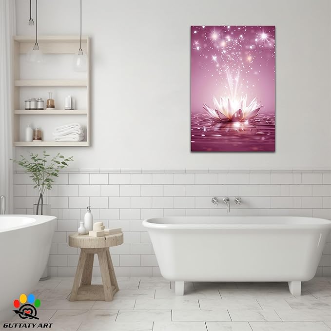 Zen Lotus Floral Pictures Wall Art, Water Lily Bloom Picture, Lotus Flower Canvas Art Print, Calm Relax Poster, Spiritual Zen Flower Print for Zen Office Decor Meditation Poster28x40 inch