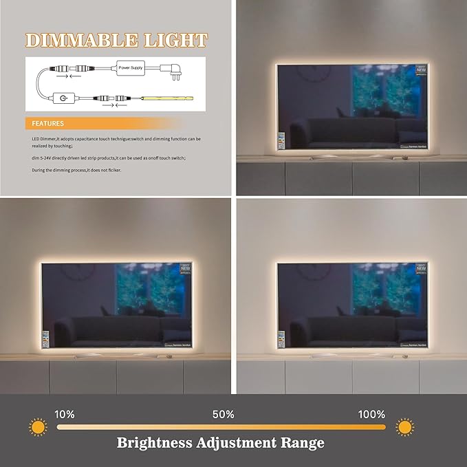 COB LED Strip, 16.4ft White LED Strip Light, Dimmable LED Light Strip 4000K Bright Neutral White, CRI92+, 8mm Width, 24V Flexible LED Tape Light for TV, Bedroom, Kitchen Cabinet, Closet, Home.