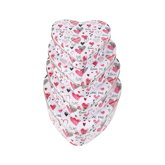 PHILPETY Decorative Heart Storage Box Rural Tin Gift Box Tinplate Candy Cookie Jars Square Storage Containers with Lids for Chocolate Candy Tea Coffee Cosmetics Jewelry Photos Gift Case 4Pcs