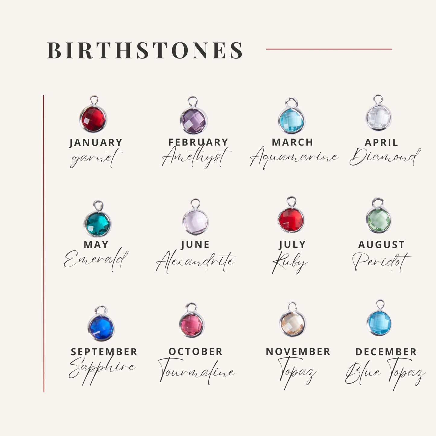 Birthstone Name Necklace Personalized Jewelry for Women Neckace Gifts for Mom Gold Plated Pendant Charm, Custom Jewelry Grandma Gift Birthday Personalized Gifts for New Moms -CN-BS-SH