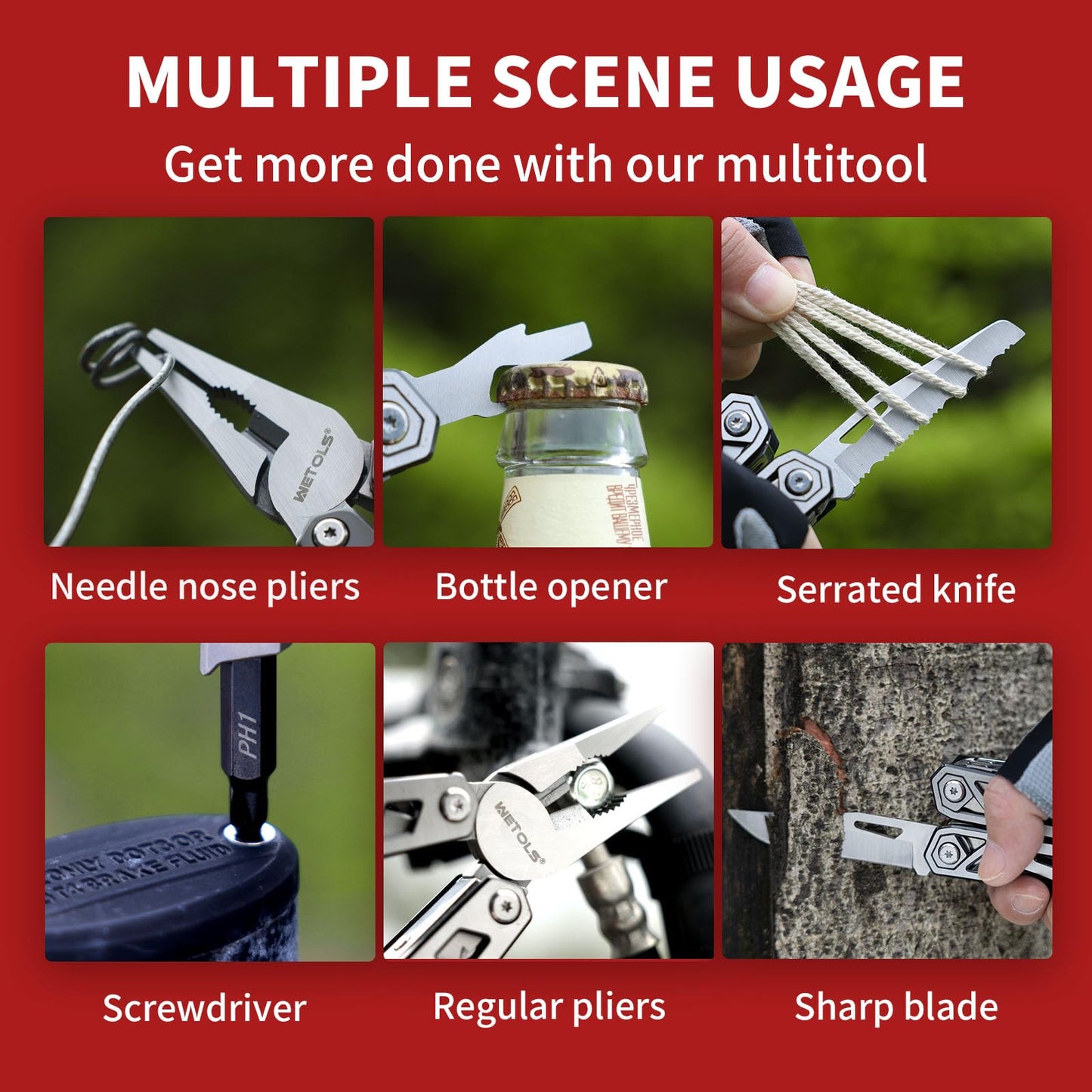 WETOLS Multitool with Pocket Knife, Birthday Gifts for Men Women Mom Dad, 21-in-1 Stainless Steel Pliers with Screwdrivers, Self-locking Multi tools with EDC Sheath, Ideal for Home, Camping, Survival