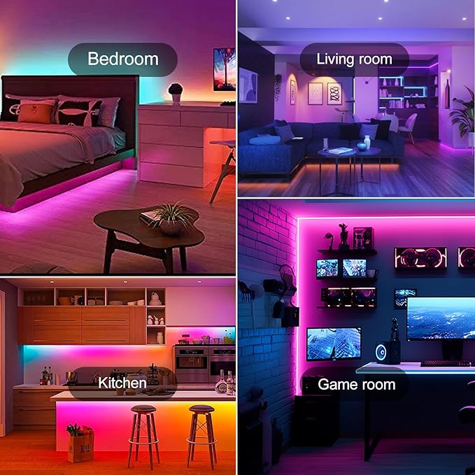 100 FT LED Lights For Bedroom，With 44 Key Infrared Remote Control And Bluetooth Application Smart LED Strip Lights, Music Synchronous Color Changing Light Strip, Used For Room Kitchen Party Decoration