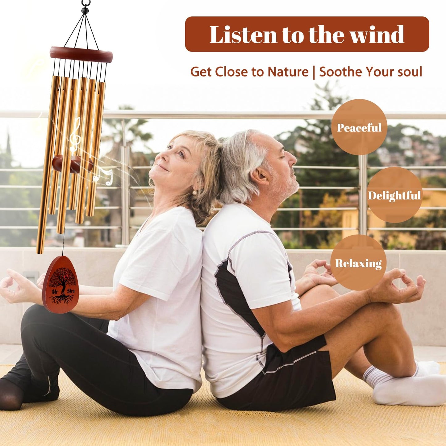 Wazzio Anniversary Wind Chimes, 50th for Couples Parents Mom Dad, Romantic Gifts Decorations for Garden Home Outdoors, Marriage Keepsake Gift Ideas, 25in