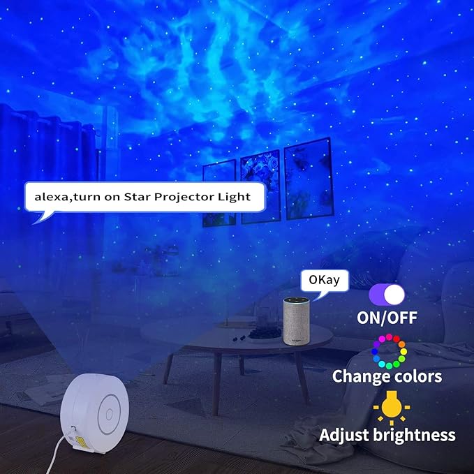 CHIGIH Smart Galaxy Projector, LED Starry Sky Night Light Star Projector, Nebula Ceiling Night Light App & Voice Controlled Northern Lights Projector for Room Bedroom Parties Decor Birthday Gifts