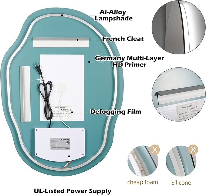 LED Bathroom Mirror with Lights, 22x30 Inch LED Bathroom Vanity Mirror Smart Backlit Mirror for Bathroom with 3 Colors, Dimmable, Anti-Fog, Memory, Al-Alloy Lampshade (Horizontal/Vertical)