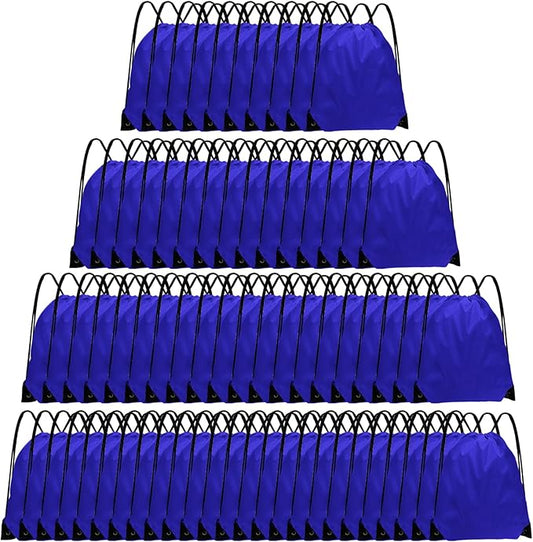 Drawstring Backpack Bulk 70Pcs String Backpack Drawstring Bags Cinch Bag Sackpack for Men Women Gym(Navy Blue)