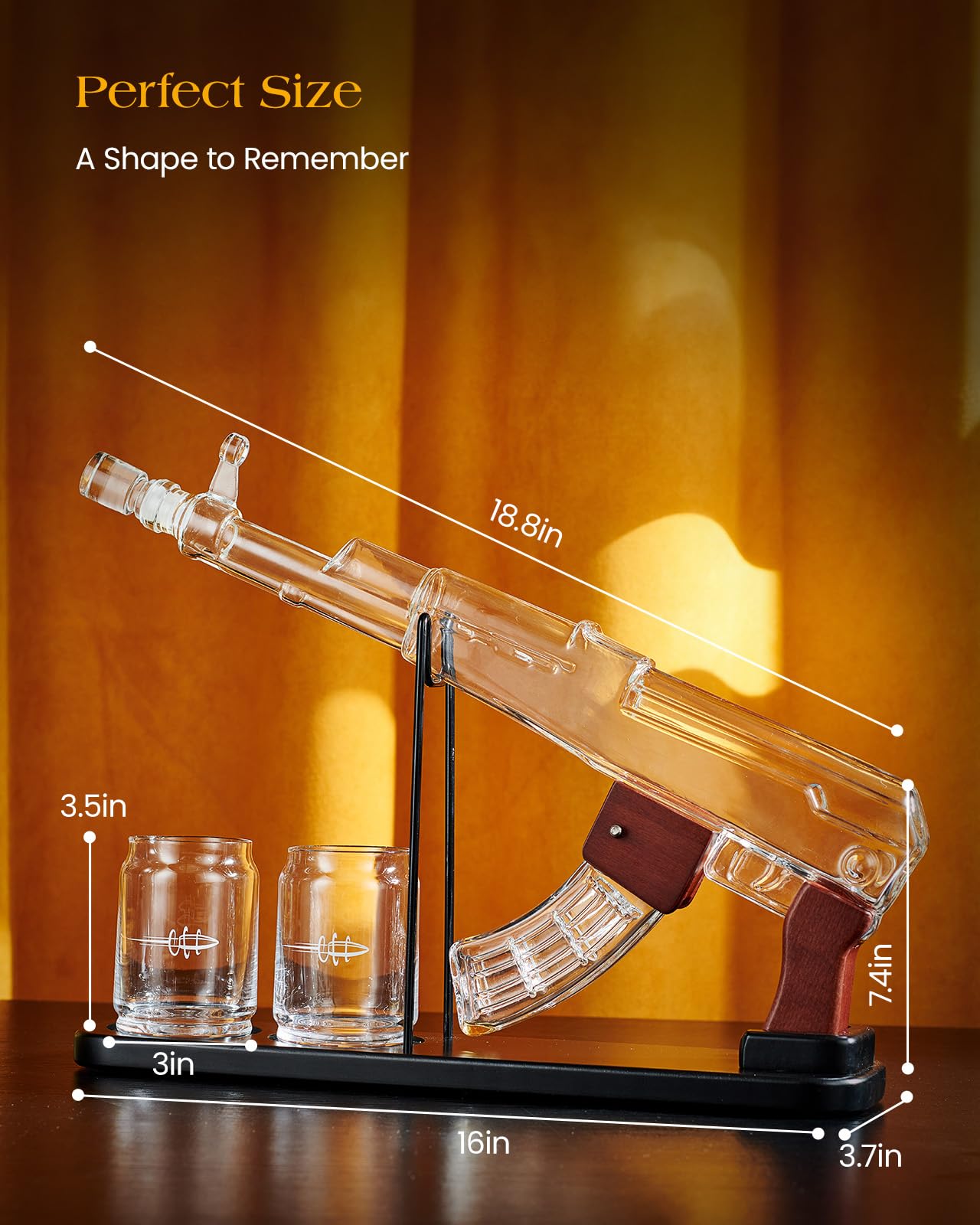 Kollea Birthday Gifts for Men Dad, Whiskey Decanter Sets for Men - Gun Decanter, Detachable Magazine & 2 Bullet Shot Glasses, Liquor Dispenser for Bar, Anniversary Military Fathers Present for Brother