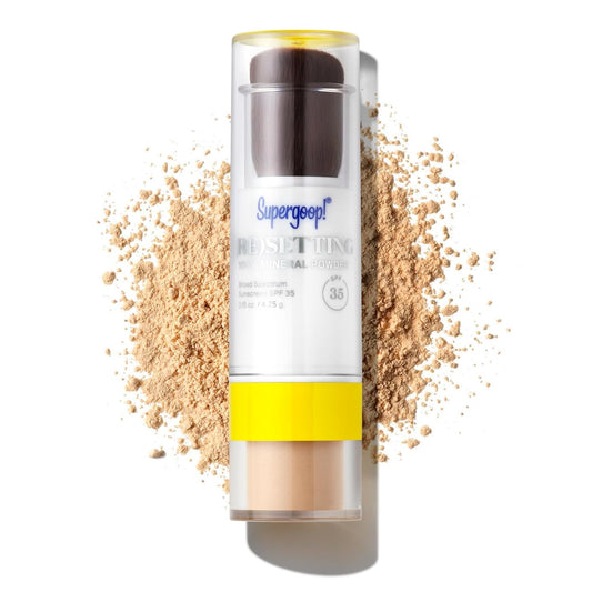 Supergoop! (Re) setting Mineral Powder, Light - 0.15 oz - Makeup Setting Powder + Broad Spectrum SPF 35 PA+++ Sunscreen - With Ceramides, Olive Glycerides & Coated Silica Spheres