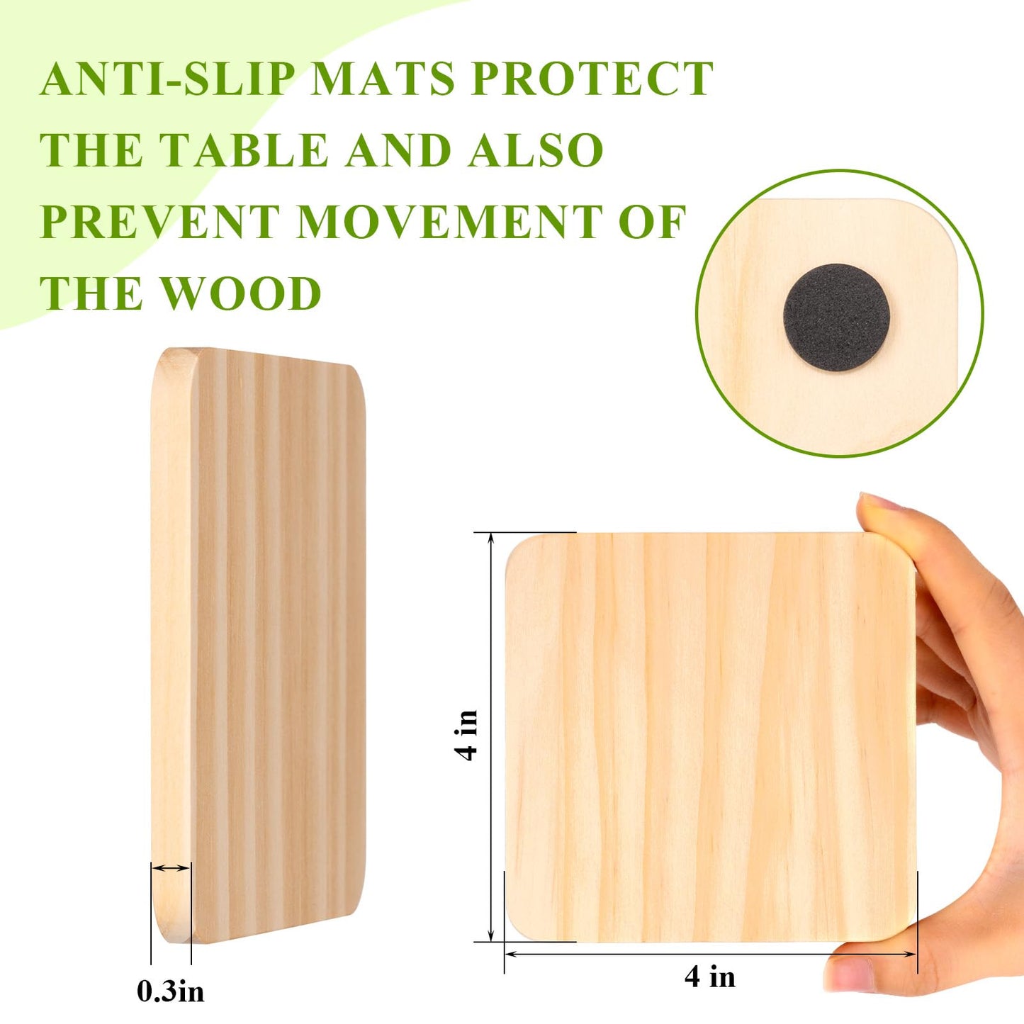 46Pcs Unfinished Wood Coasters-4" Unfinished Natural Wood Slices for Crafts Round with Non-Slip for Wedding Decoration/Blank Coasters Wood Kit DIY Architectural Models Drawing Painting Wood Engraving"