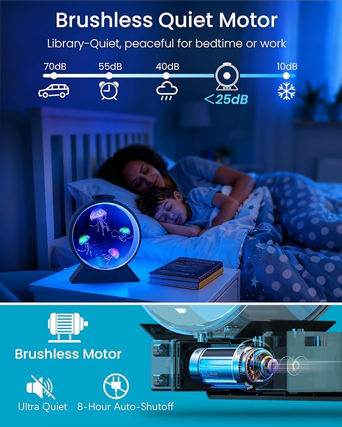 Jellyfish Lamp, 7-Color Changing Jellyfish Aquarium Light for Relax, Mood Lamp for Home, Office & Bedroom Decor, Gifts for Kids Teens Girls Boys Adults (Black)