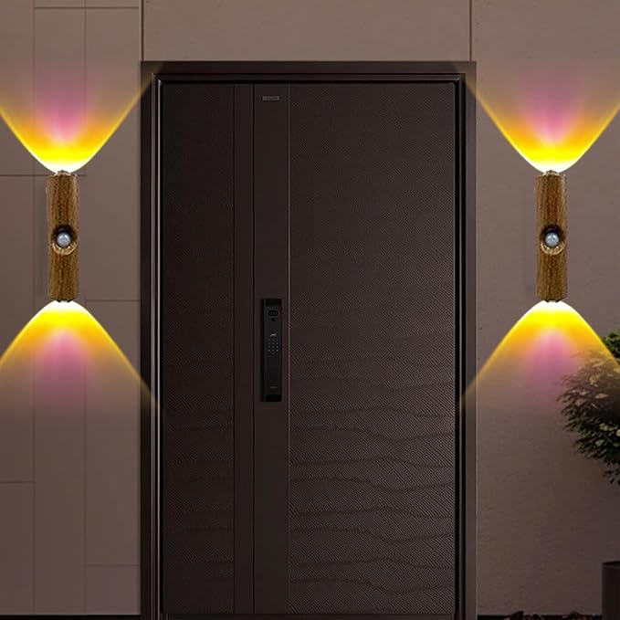 Motion Sensor Wall Lamp - Smart Indoor Night Light Wall Light, Stair Light Rechargeable Sensor Bathroom Light for Bathroom, Bedroom, Living Room, and Courtyard (Grain, 7 Colors)