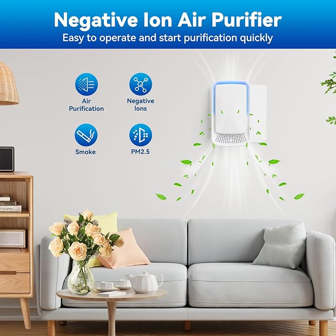 Plug In Air purifier for Home,Negative Ion Air Ionizers Quiet Air Freshener for Bedroom,Office,Kitchen,Mini Portable Ionizer Air Purifiers for Small Space(4)