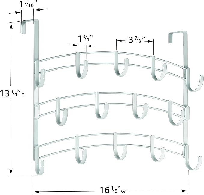 LYNK Professional® Home™ Over The Door Hooks - 14 Hook Over The Door Hanger - Over Door Coat Rack - Hanging Towels or Clothes - Bathroom, Bedroom or Laundry Room - Lifetime Ltd. Warranty – White