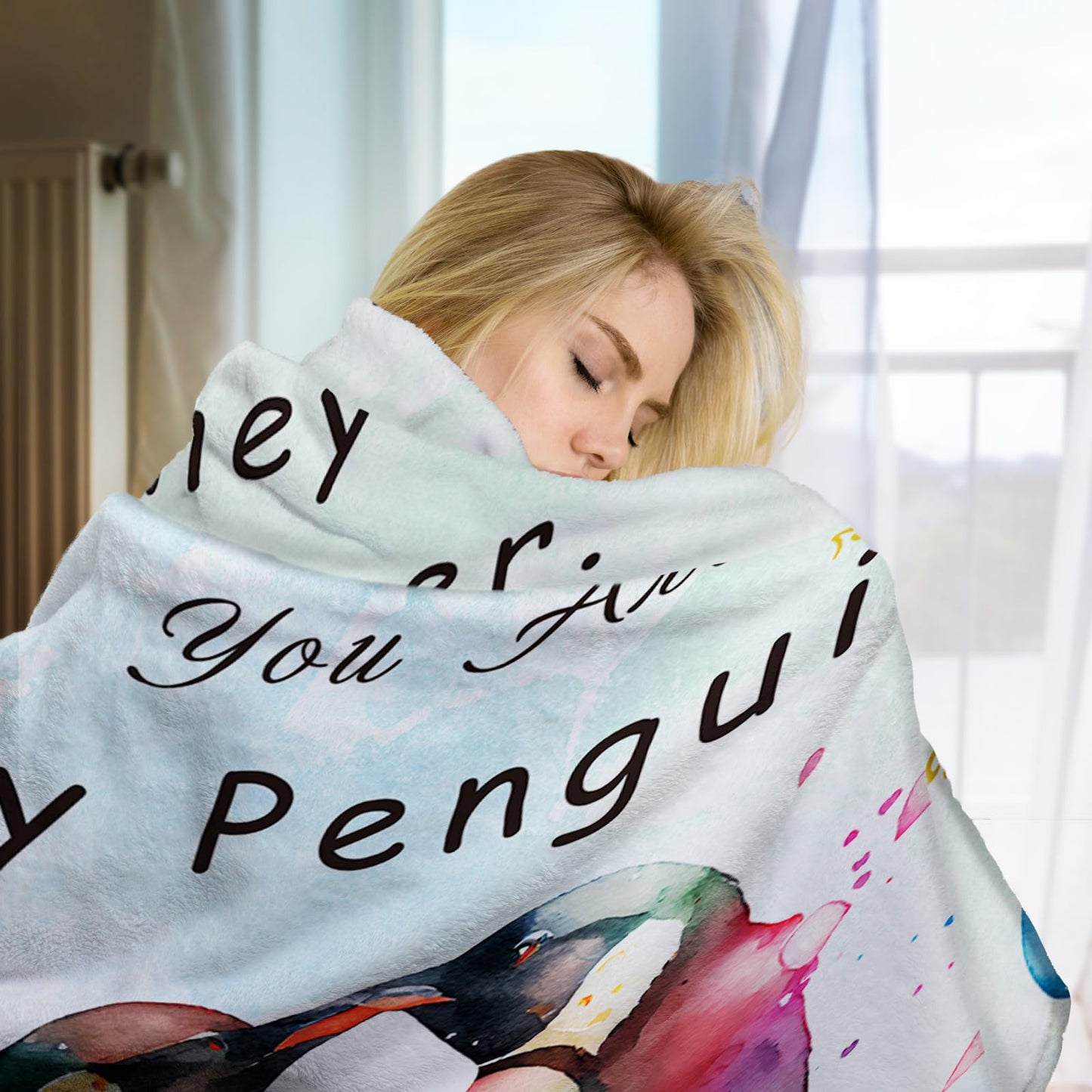 Einanmut Gifts for Her or Him, Wedding Anniversary Blanket, Gift for Wife, Romantic, Birthday, I Love You Gifts for Boyfriend Girlfriend, Wedding Gift for Couples Wife Husband Penguin 60" x 50"