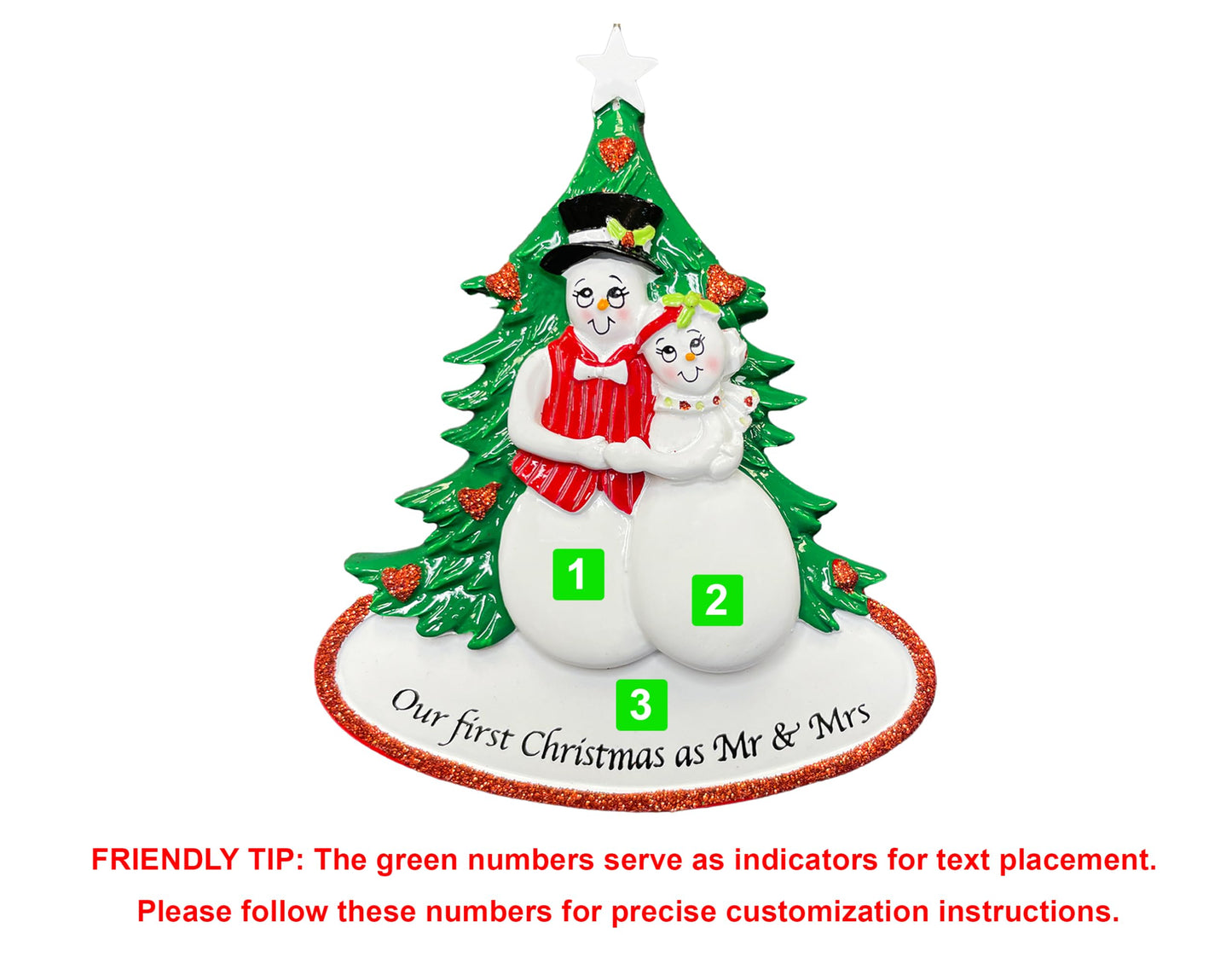 Personalized Our First Christmas as Mr & Mrs Ornament 2025 | Custom Newlywed Snowman Couple for Xmas Tree | 1st Year Married Wedding Marriage Gift