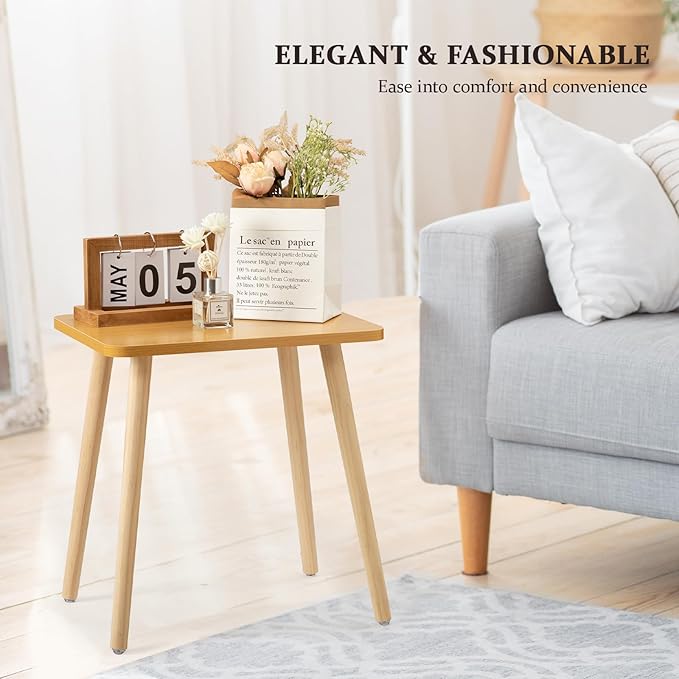 FORAOFUR Side Table, Modern End Table, Wooden Small for Living Room, Bedroom and Balcony, Rectangular Accent Table Home Decor, Easy Assembly