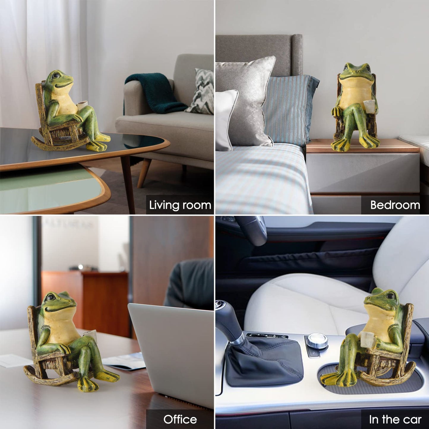 FOXMIS Miniature Frog Garden Statue Gifts Home Halloween Decorations Fairy Garden Accessories Outdoor Lights Solar Garden Frog Decor Art Housewarming Gift for Patio,Yard,Lawn Ornament,3.89"x2.36"x3.93
