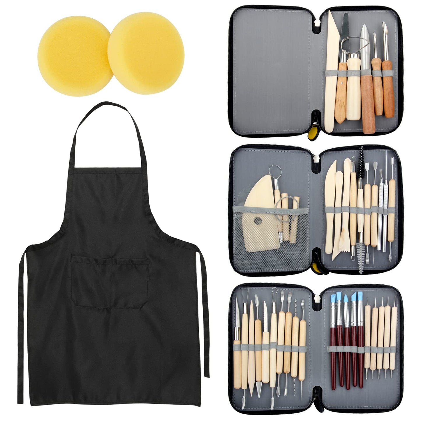 Blisstime 42pcs Pottery Tools, Clay Sculpting Tool Kit Air Dry Clay Tools, Clay Kit for Pottery Wheel, DIY Arts and Crafts