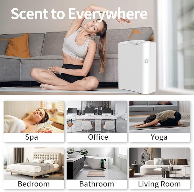 Smart Scent Air Machine for Home, HVAC Scent Diffuser for Essential Oils with Cold-Air Diffusion System, Waterless Aromatherapy Diffuser 500ml Covers Up to 4500 Sq.Ft, White