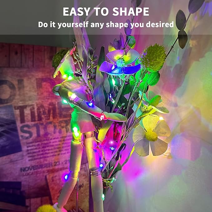 Aogist Led Fairy Lights 3 Modes Battery Operated String Lights Waterproof Silver Wire 7 Feet Firefly Starry Moon Mason Jar Lights for DIY Wedding Party Christmas (Rainbow, 12 Pack)
