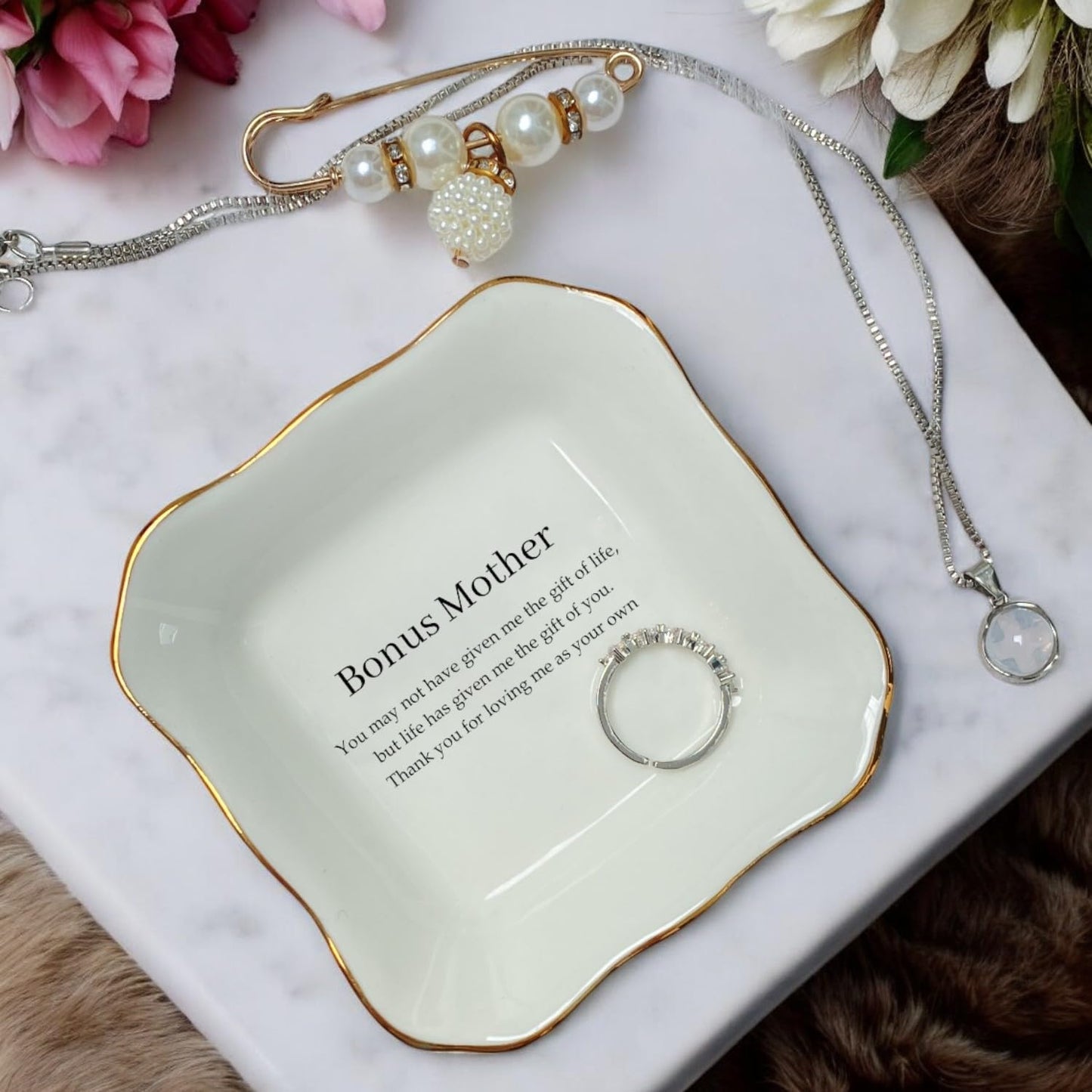 BAT TRANG Ceramic Jewelry Dish, When I Fell In Love With Your Son Ring Dish, Mother In Law Gift From Daughter In Law, Wedding Gift For Mother Of The Groom, Gift From Bride (Bonus Mom)