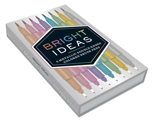 Bright Ideas: 8 Metallic Double-Ended Colored Brush Pens: (Dual Brush Pens, Brush Pens for Lettering, Brush Pens with Dual Tips)