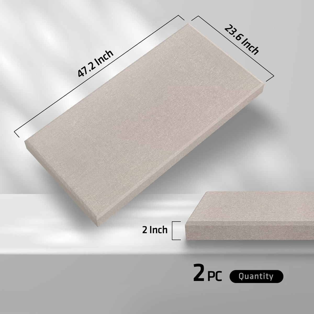 UMIACOUSTICS 2 PCS Acoustic Panel, 47.2" x 23.6" x 2" Fiberglass Sound Proof Wall Panels, Sound Absorbing Panels for Studios, Office, Home Theater. Linen