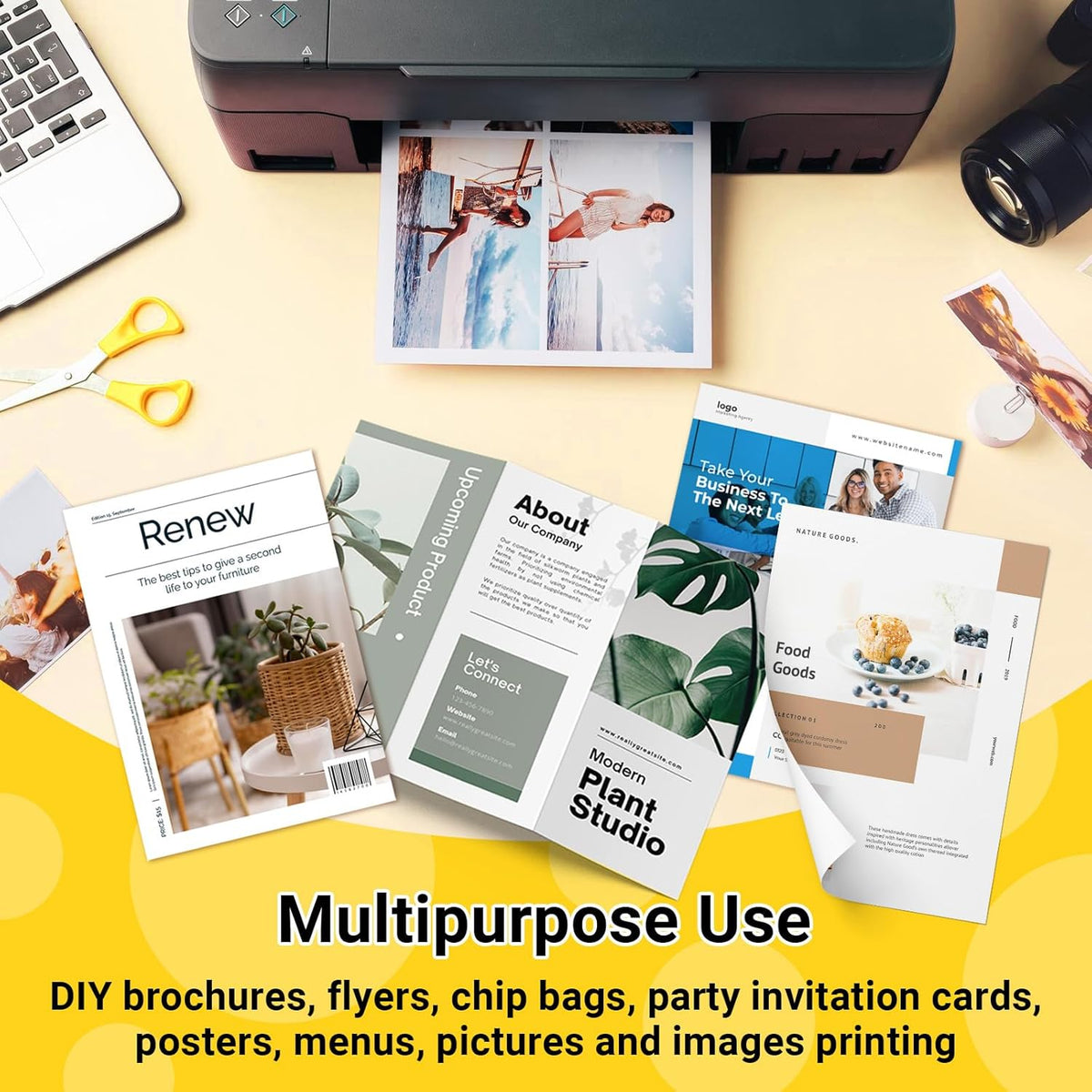 TECKWRAP Glossy Photo Paper 8.5" x 11", Glossy Photo Paper for Inkjet Printer, Works with Inkjet Printer, 60 Sheets, 260gsm/69 lb