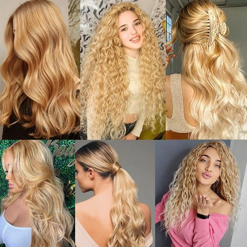 DiexrLamx Hair P27/613 Human Hair Bundles Honey Blonde Curly Bundle 24 26 28 Inch 8A Brazilian Virgin Hair 3 Bundle Blonde Highlight Curly Bundle