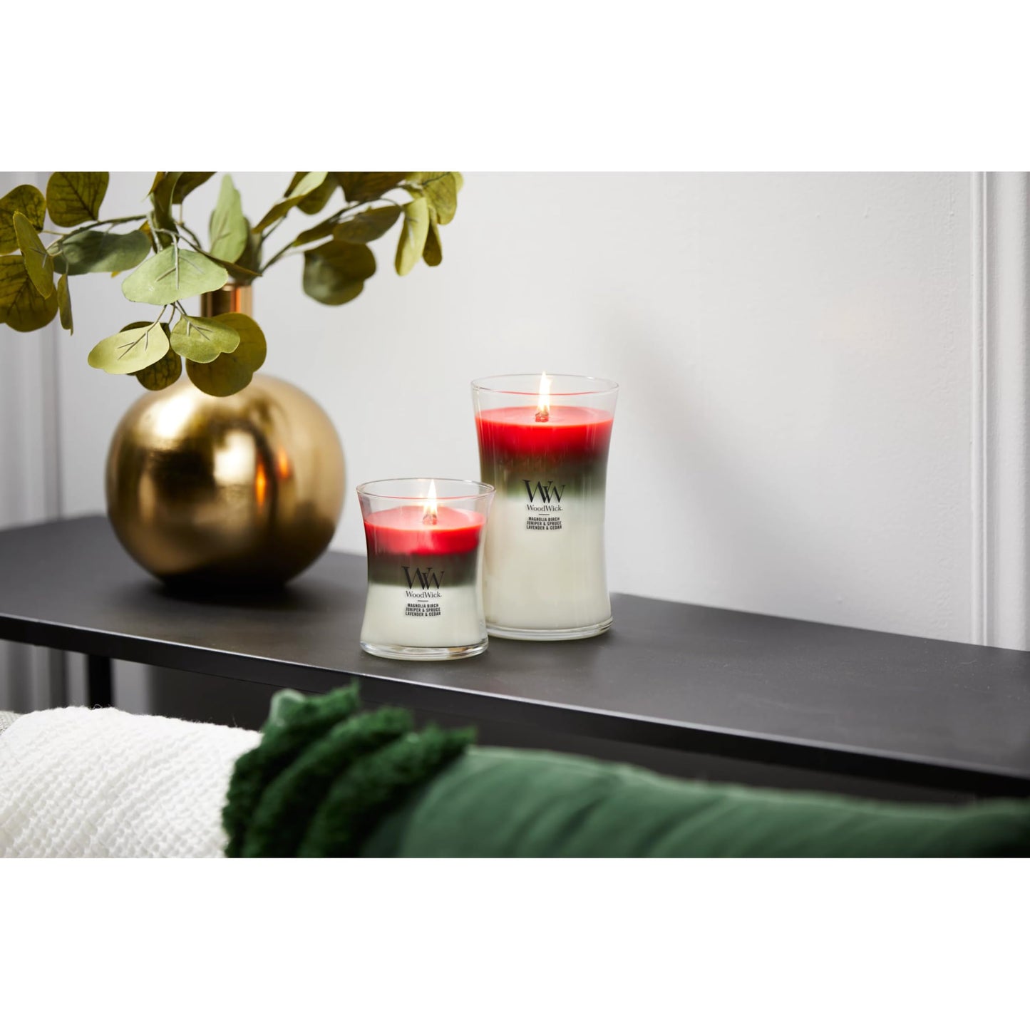 WoodWick Large Hourglass Candle Winter Garland - Premium Soy Blend Wax Pluswick Innovation Wood Wick Made in USA | Holiday Gifts for All