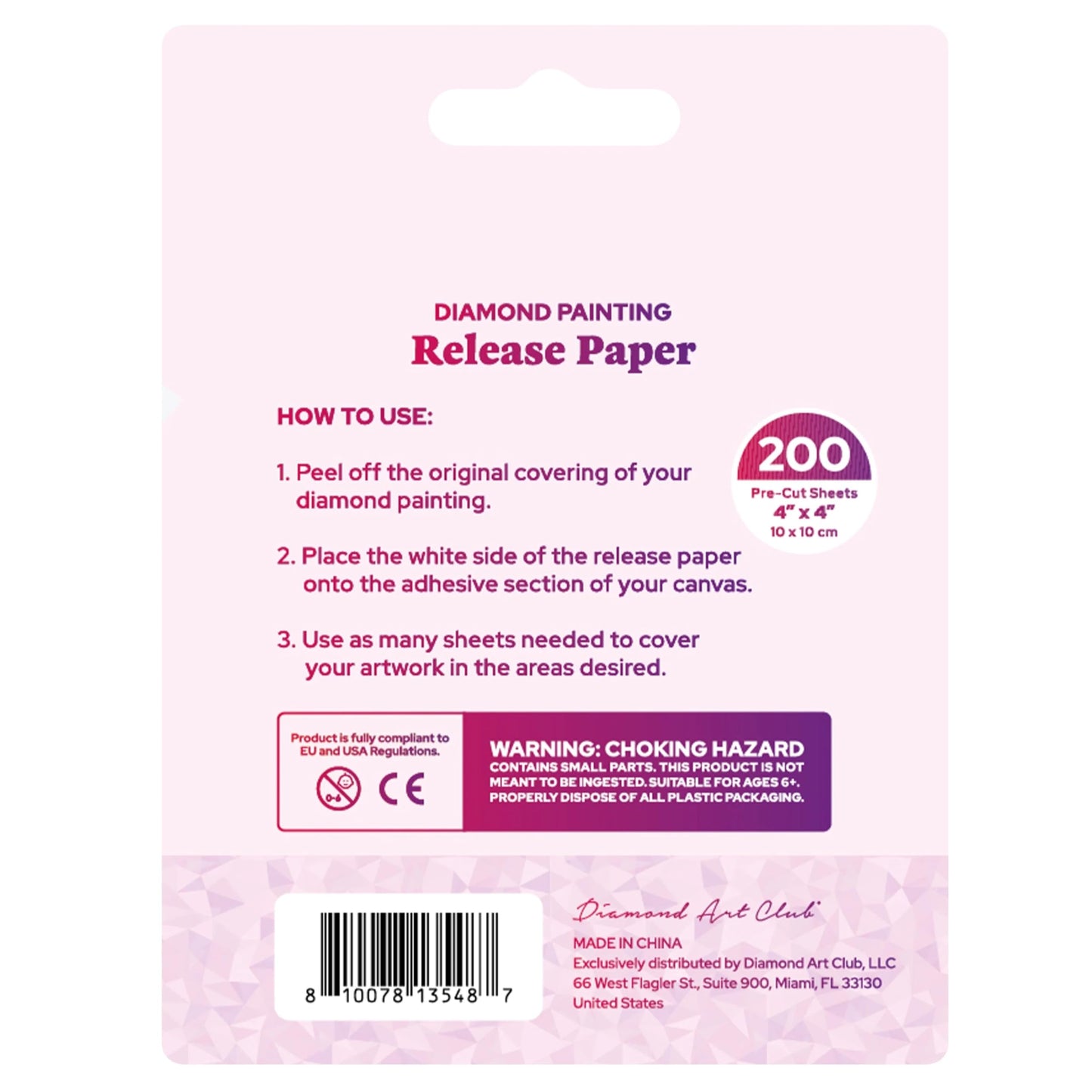 DIAMOND ART CLUB 200-Piece Premium Diamond Painting Release Paper Pack, Multiuse Painting Paper, Precut Cover Replacements, 4" x 4"" (10 cm x 10 cm)"