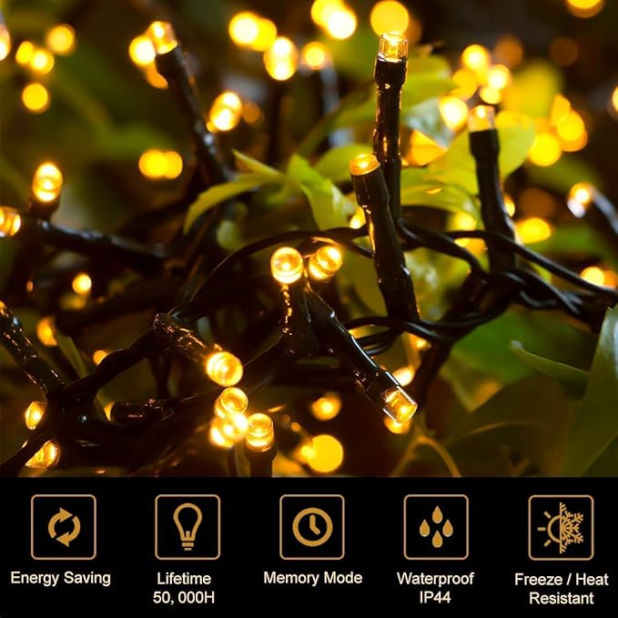 Quntis 82ft 1000 LED Cluster Christmas String Lights - Dark Green Wire Tree Lights - 8 Modes Outdoor Waterproof Plug-in for Holiday, Wedding, Party, Home Decor, Warm White