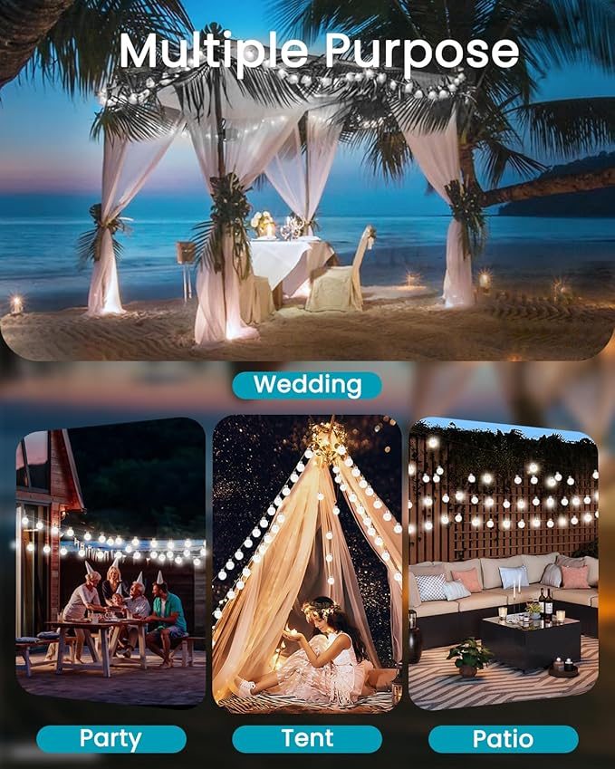 2-Pack 72FT 120 LED White Crystal Globe Solar String Lights Outdoor, Waterproof Solar Powered Lights for Outside, 8 Lighting Modes Christmas Decorations for Garden Yard Porch Wedding Party Patio
