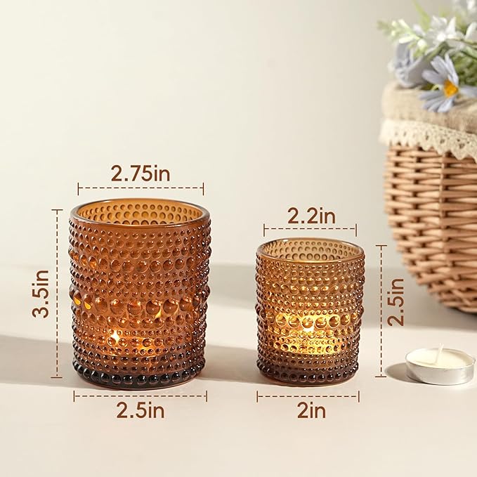 12pcs Votive Candle Holder for Wedding, 2.7 * 3.5in Large Amer Glass Tea Light Candle Holders Bulk, DIY Wax Filling Romance Tealight Candle Holders for Home Table & Christmas Thanksgiving (12)