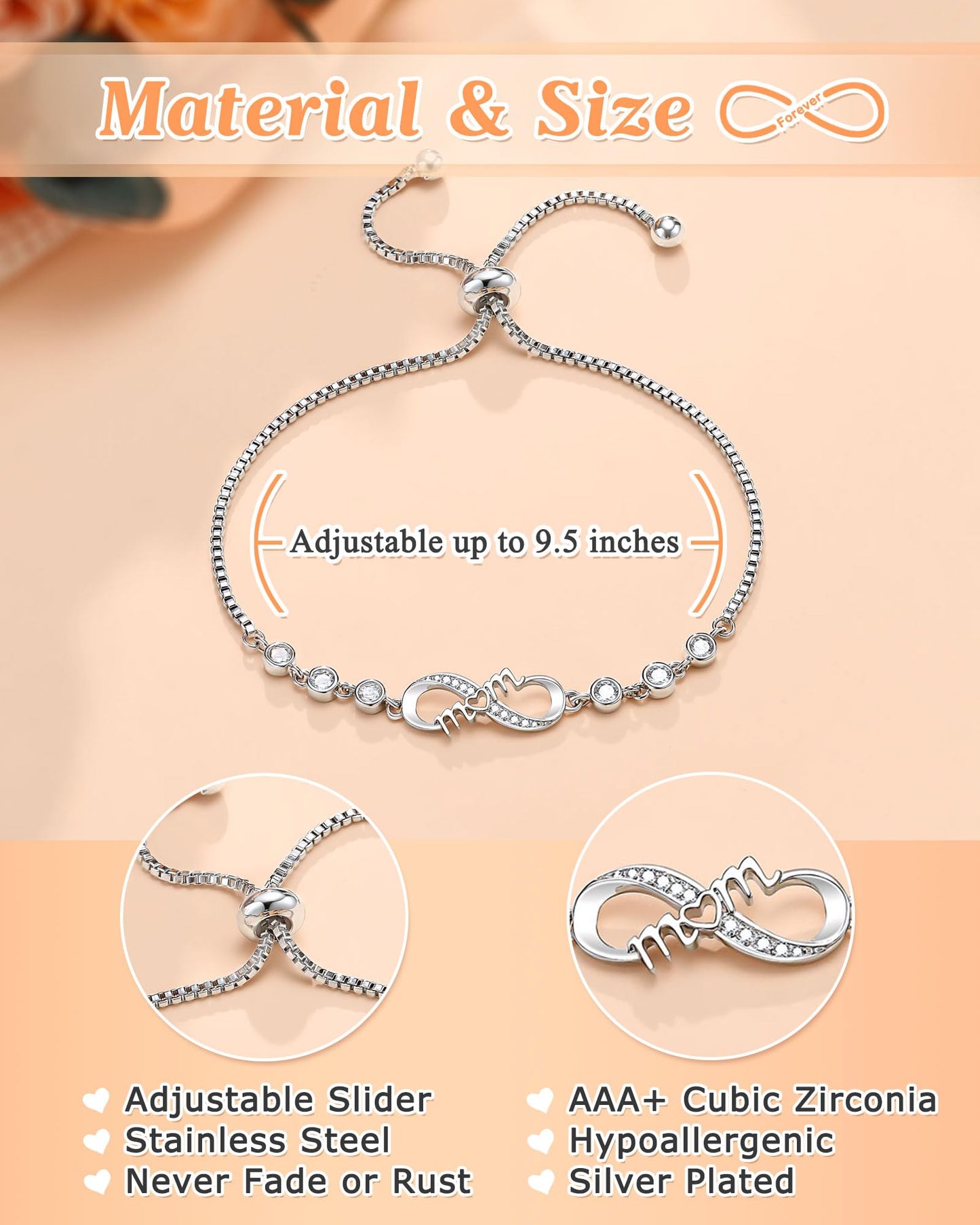 UNGENT THEM Mom Birthday Gifts from Daughter Son Happy Birthday Unique Cool Mother Bday Presents Ideas Bracelets for Women