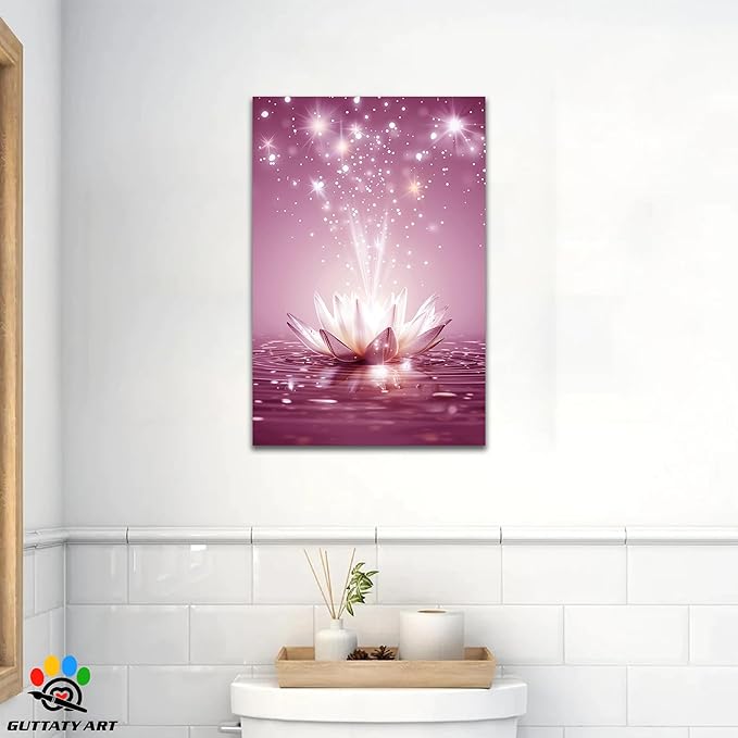 Zen Lotus Floral Pictures Wall Art, Water Lily Bloom Picture, Lotus Flower Canvas Art Print, Calm Relax Poster, Spiritual Zen Flower Print for Zen Office Decor Meditation Poster24x36 inch