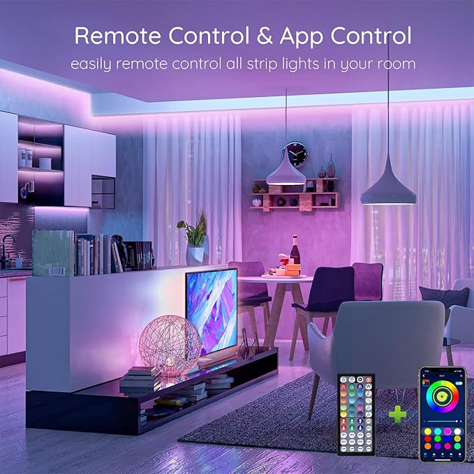LED Strip Lights 150ft, Smart LED Lights Kit Remote and App Controlled Music Sync RGB Color Changing LED Lights for Bedroom Room Home Décor