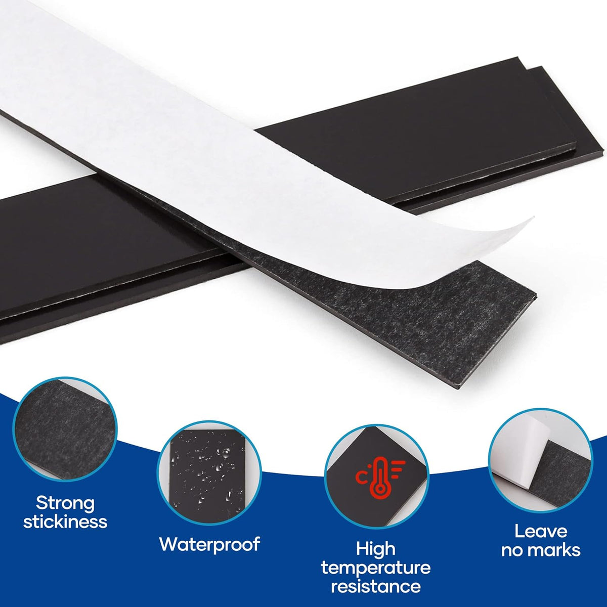 Rammos Magnetic Strips with Adhesive Backing 3 Pack(Each 12 inches x 1 inch) Extra Strong and Heavy Duty Adhesive Magnetic Strips for Tools, Knifes, and Crafts